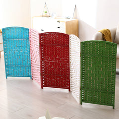 Hand-Woven Natural Rattan Pet Partition Folding Straw Screen for Small Dogs & Cats Multi-Size Portable Household Pet Fence Decorative Freestanding Room Divider