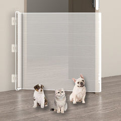 Extra-Wide Retractable Pet Safety Gate No-Drill Mesh Indoor Fence for Cats & Dogs Punch-Free Retractable Isolation Net for Doorways, Hallways, and Stairs Anti-Escape Security Barrier