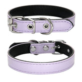 2026 Minimalist PU Leather Dog Collar - Elegant Pastel Palette with Classic Black Patterned Lining - Durable Adjustable Neck Strap for Dogs & Cats