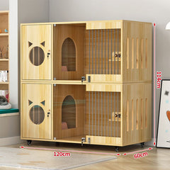 Luxury Multi-Layer Wooden Cat Villa, Extra-Large Commercial Grade Indoor Pet Cabinet, Integrated Multi-Functional Cat House & High-Capacity Habitat for Home or Business