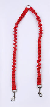 Heavy-Duty Double Dog Leash Coupler - Shock-Absorbing Elastic Buffer, Tangle-Free 1-to-2 Extension, and High-Tensile Dual-Ended Traction Rope for Active Walkers