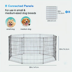Premium Folding Metal Pet Playpen Heavy-Duty Wire Dog Fence & Exercise Pen Portable Indoor/Outdoor Small Animal Barrier All-Weather Fall/Winter Pet Safety Enclosure