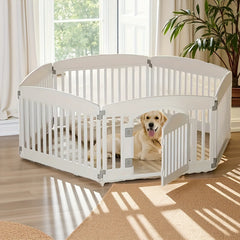 Premium Portable Indoor Dog Fence 4-Panel & 6-Panel Modular Pet Playpen Anti-Slip Base for Floor Protection Secure Folding Exercise Pen for Puppies, Small Dogs & Rabbits