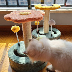 Interactive 3-Tier Cat Turntable with Sisal Scratching Post and Teaser Ball for Indoor Cats