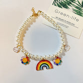 Luxury "Pearl Scarf" Pet Necklace - Elegant Cross-Body Jewelry Collar with Soft Ribbon Accents for Cats, Puppies, and Small Dogs – Boutique Party & Wedding Accessory