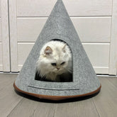 Premium Felt Tent Cat Nest, All-Season Wear-Resistant & Scratch-Proof Cat House, Indoor/Outdoor Semi-Enclosed Pet Villa for Cats and Small Dogs