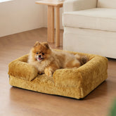 Orthopedic Memory Foam Dog Sofa - Luxury Velvet Pet Couch with Bolster Support - Furniture-Style Calming Bed for Small to Large Dogs