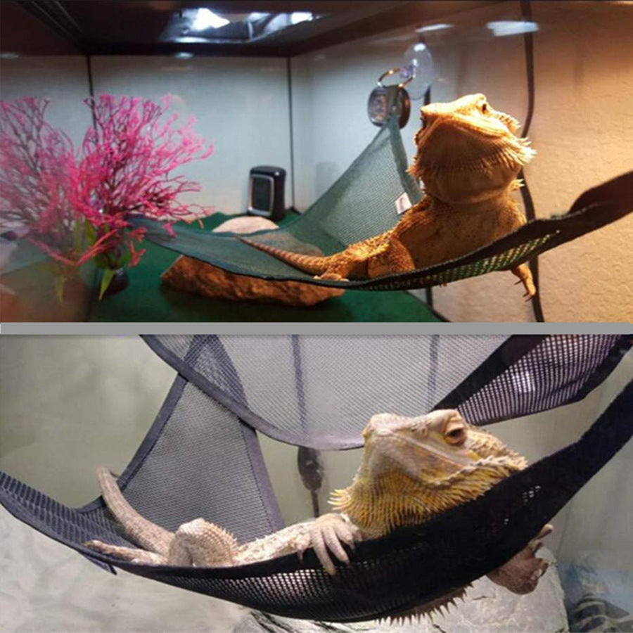 Breathable Mesh Reptile Hammock - Durable Climbing Net and Lounging Swing for Bearded Dragons, Lizards, and Snakes