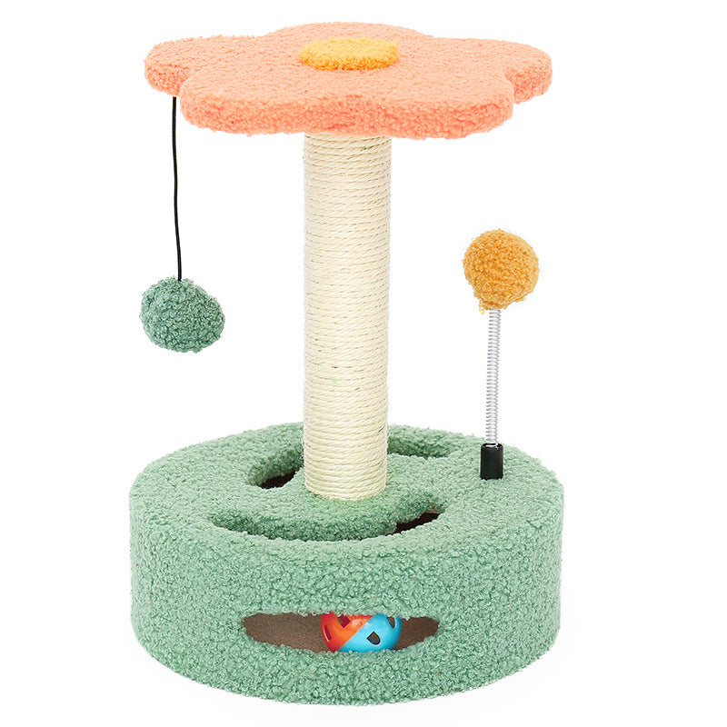 Interactive 3-Tier Cat Turntable with Sisal Scratching Post and Teaser Ball for Indoor Cats