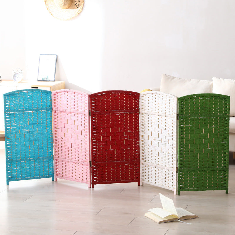 Hand-Woven Natural Rattan Pet Partition Folding Straw Screen for Small Dogs & Cats Multi-Size Portable Household Pet Fence Decorative Freestanding Room Divider